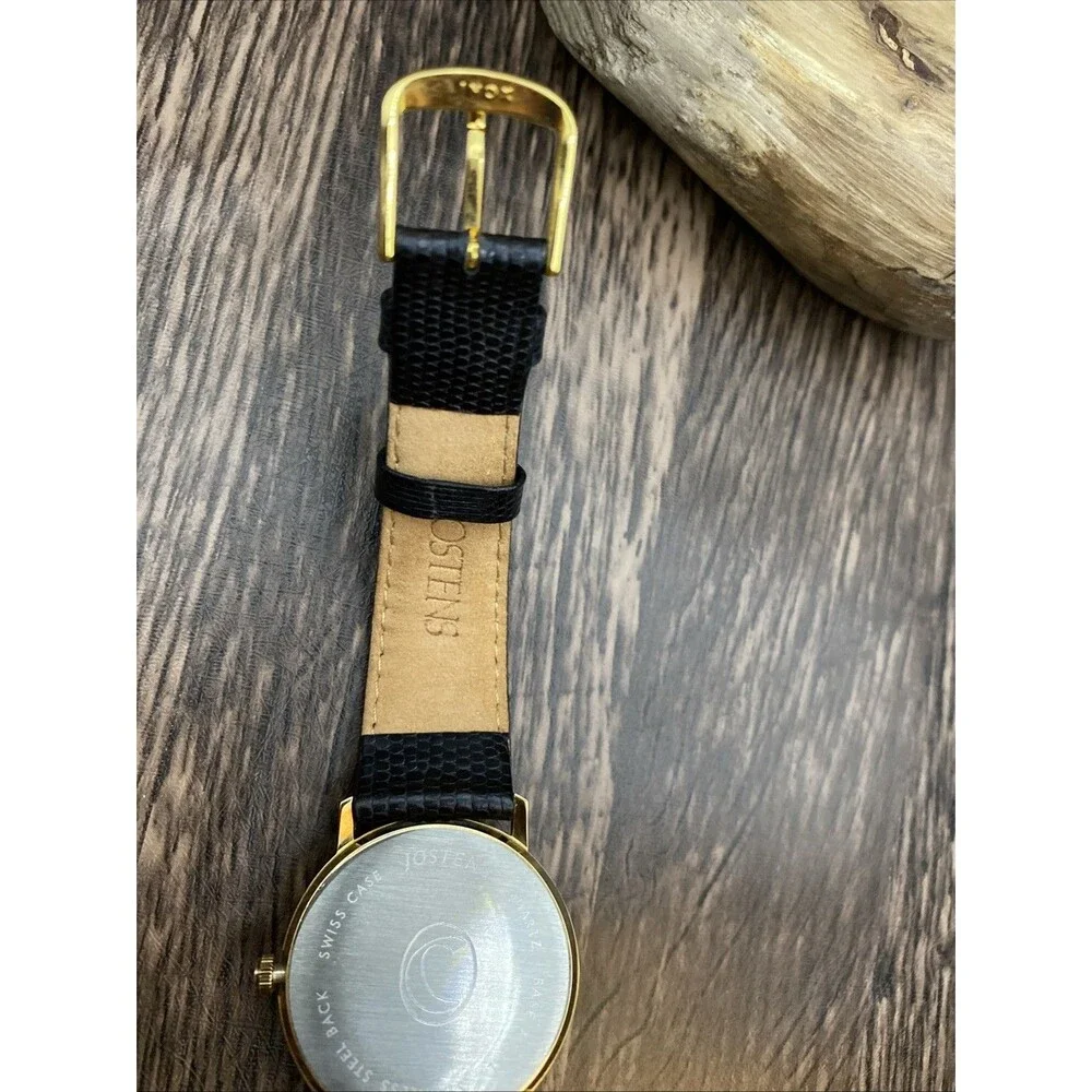 Jostens watch Black and Gold Tone Swiss Case New Battery